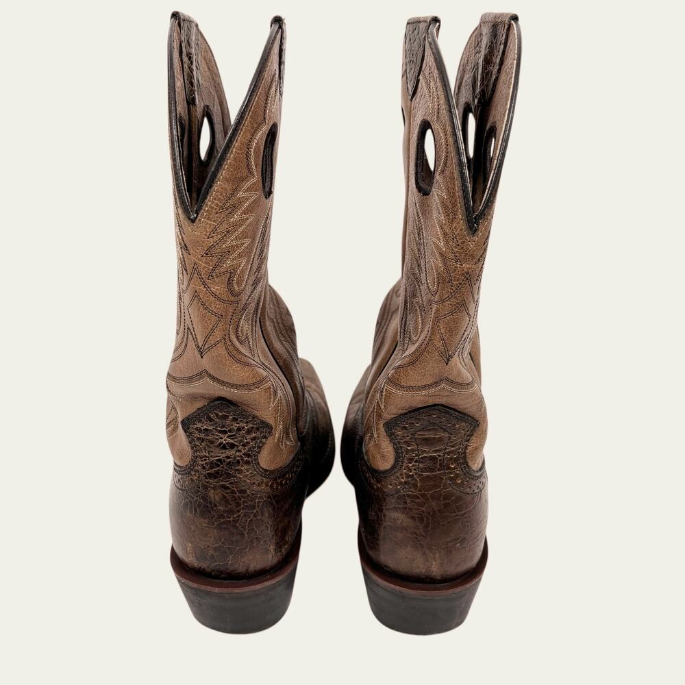 Ariat Heritage Roughstock Boots Mens 10.5 Square Toe Western Cowboy Brwn Leather - Picture 4 of 14